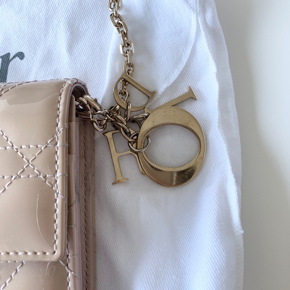 Christian Dior Patent Cannage Lady Dior Chain Wallet w/ Box - Picture 7 of 16